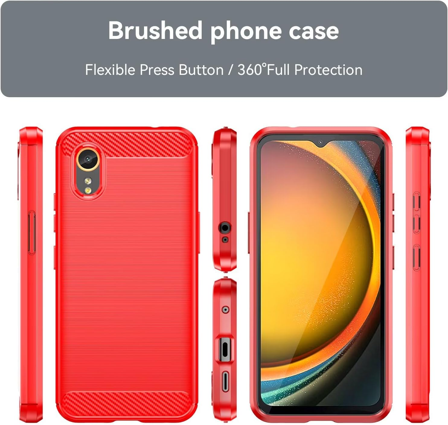 Topme Silicone Case for Samsung Galaxy Xcover7 (6.6 Inches), Brushed Texture Style Mobile Phone Case, Red image number 2