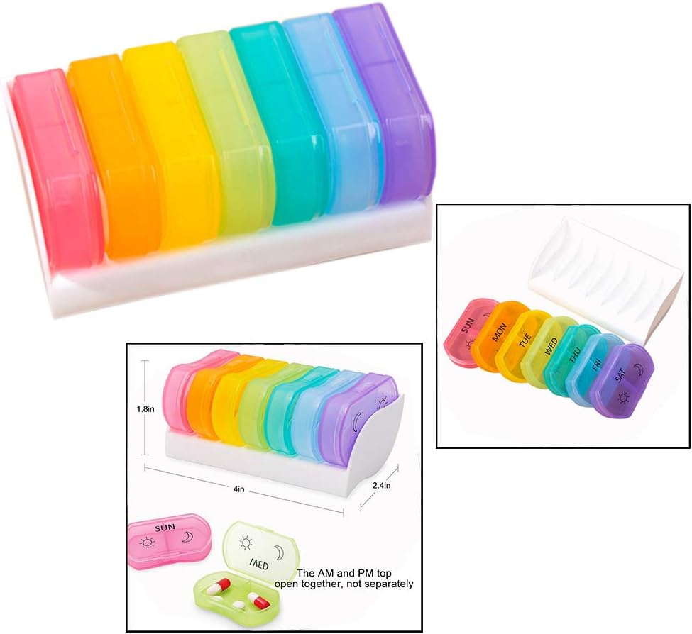 Pill Box for 7 Days, Pill Box with 2 Compartments (Rainbow) image number 4