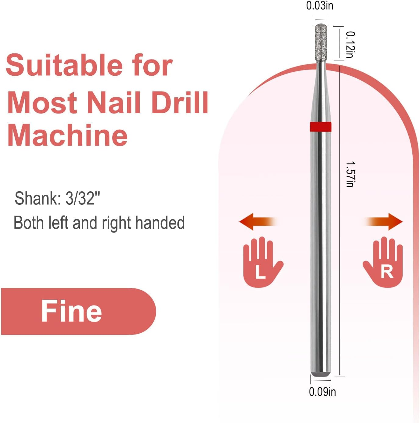 ZIRATONES Cuticle Nail Drill Bit, Pro Diamond Cuticle Bits for Nails Nail Buffer Bit Nail Trimer, under Nail Cleaner Cuticle Remover Nail Prepare for Nail Salon Manicure(Mini round Top Barrel-Fine) image number 5