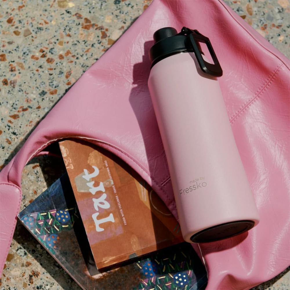 Made by Fressko | Core Wide Mouth Insulated Stainless Steel Water Bottle-Floss | with Sip Lid | 34Oz 1L |Bpa-Free | Leak Proof Lid