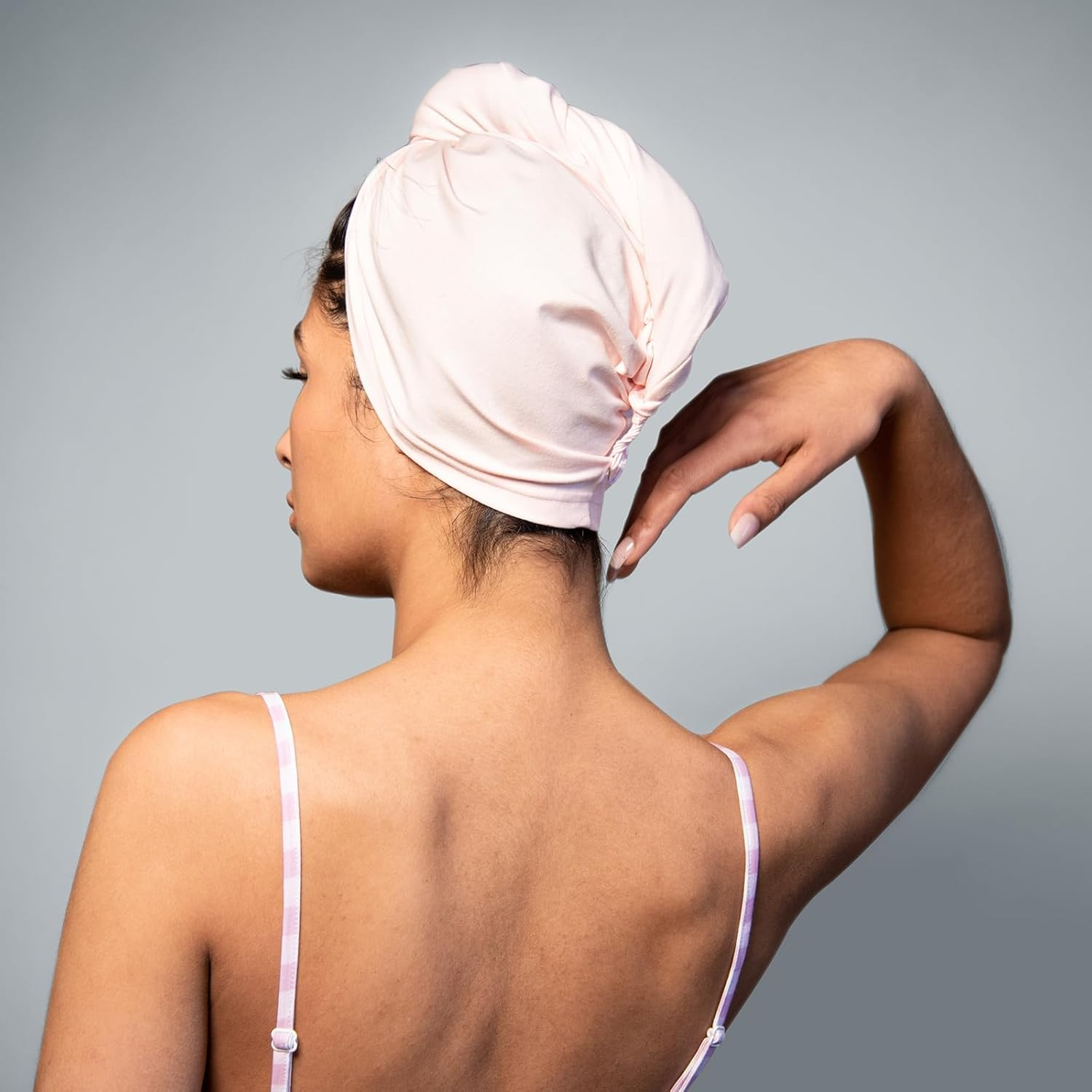 KISMETICS - 2 PCS Tee Shirt Drying Wrap, Frizz Free, Soft & Lightweight&Flexible, Hair Drying Turban, Gentle Drying Towel Wrap with Button, for Long Hair (Sage&Pink) image number 1