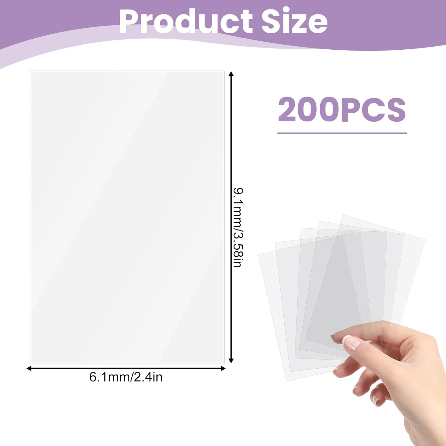 200 Pcs Clear Card Sleeves Standard Size, 66X91Mm Ultra Transparent Protectors for Trading Cards MTG Board Game & Collectibles Storage image number 6