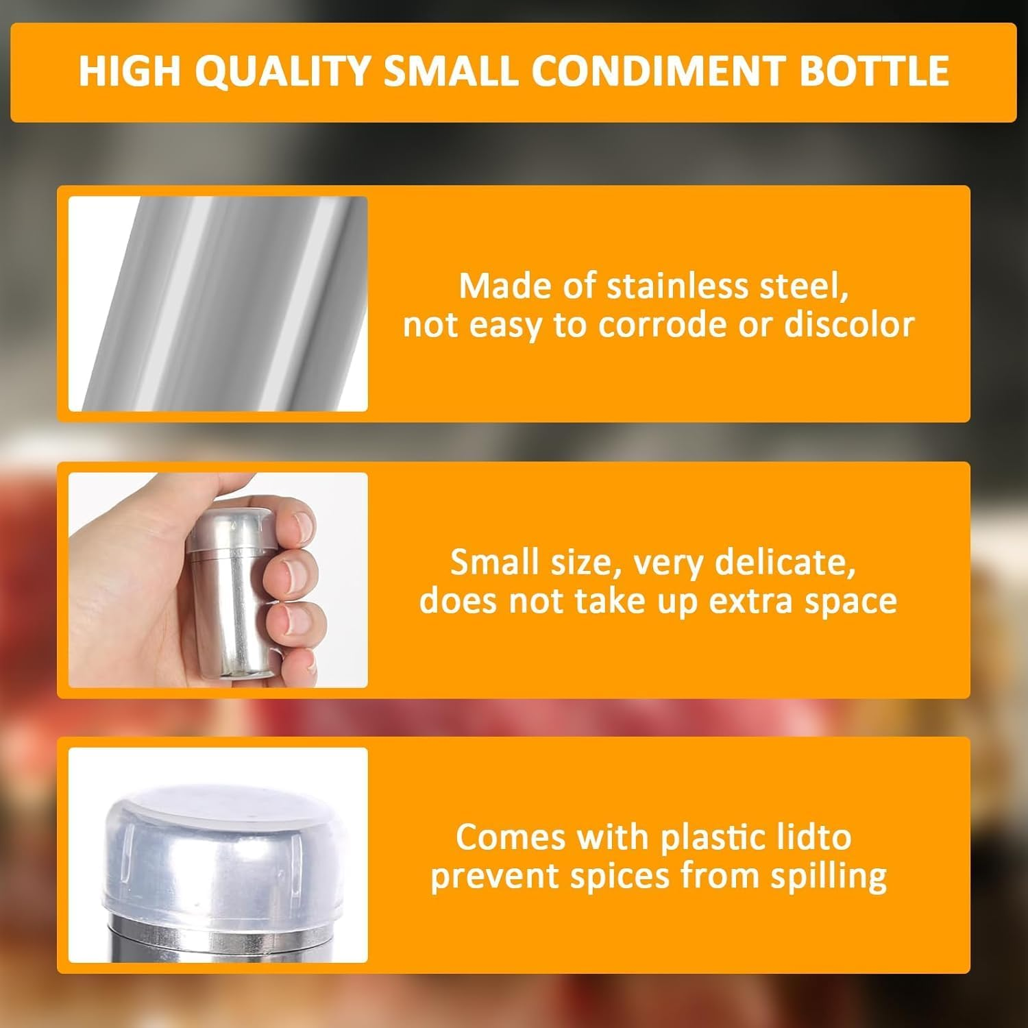 Mini Salt Shakers Small for on the Go 5 Ml Salt and Pepper Shakers, 4Pcs Stainless Steel Mini Salt and Pepper Shakers,Stainless Steel Salt Shakers 5 Ml Spice Shakers,Stainless Steel Mini Salt Shakers image number 1