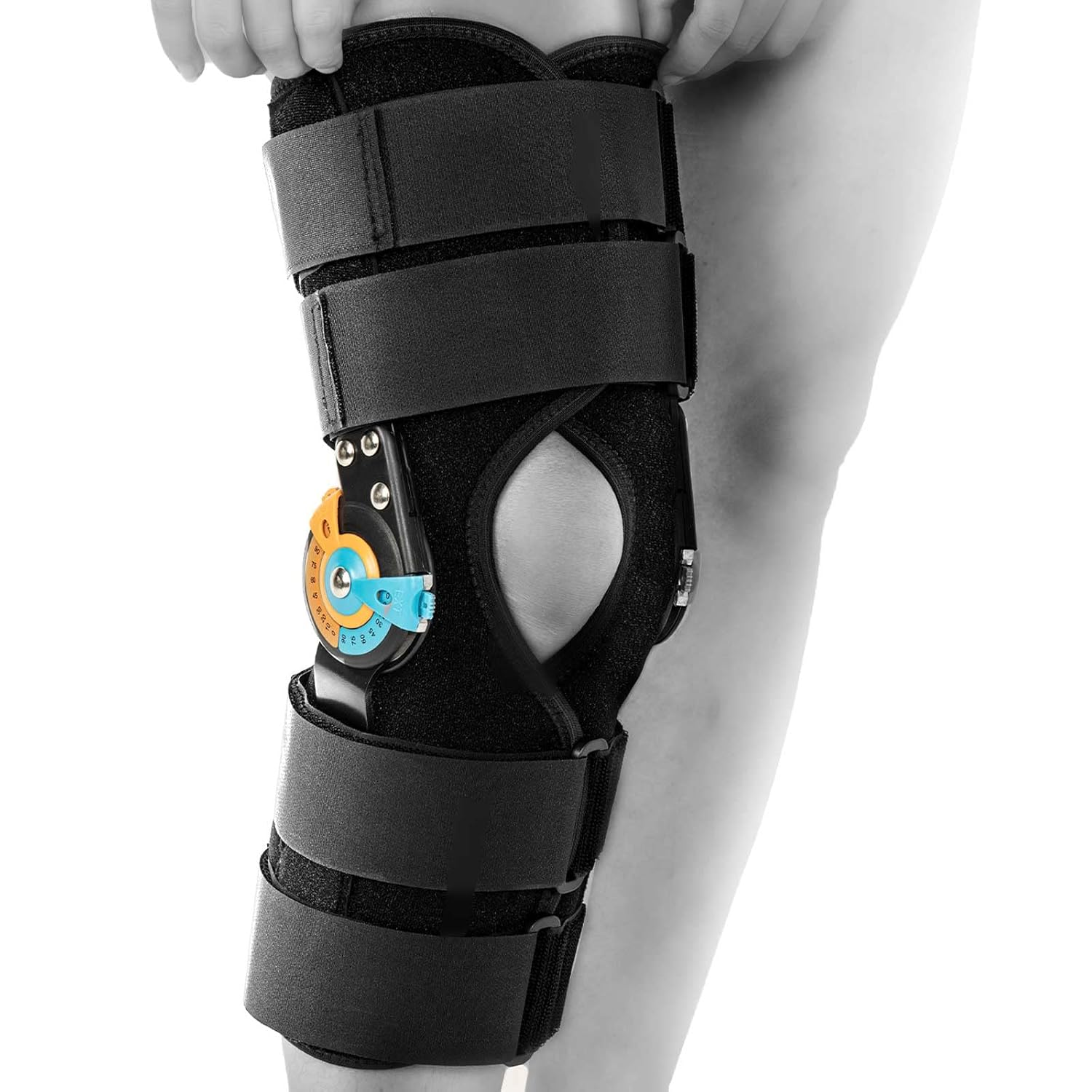 Hinged Knee Brace with Side Stabilizers ROM Knee Support Adjustable Knee Immobilizer for Knee Pain ACL MCL PCL Arthritis Meniscus Tear Post OP Recovery for Men and Women (L) image number 5