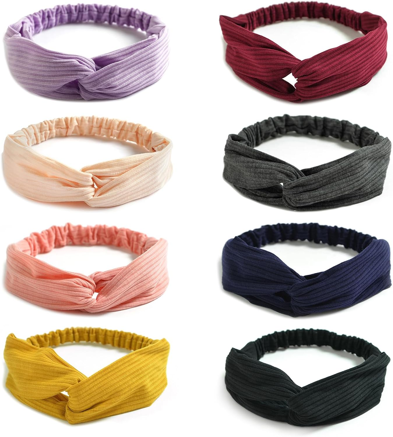 AQOKKA Headbands for Women Criss Cross Vintage Head Wrap Boho Headband Elastic Hair Accessories 8 Pack