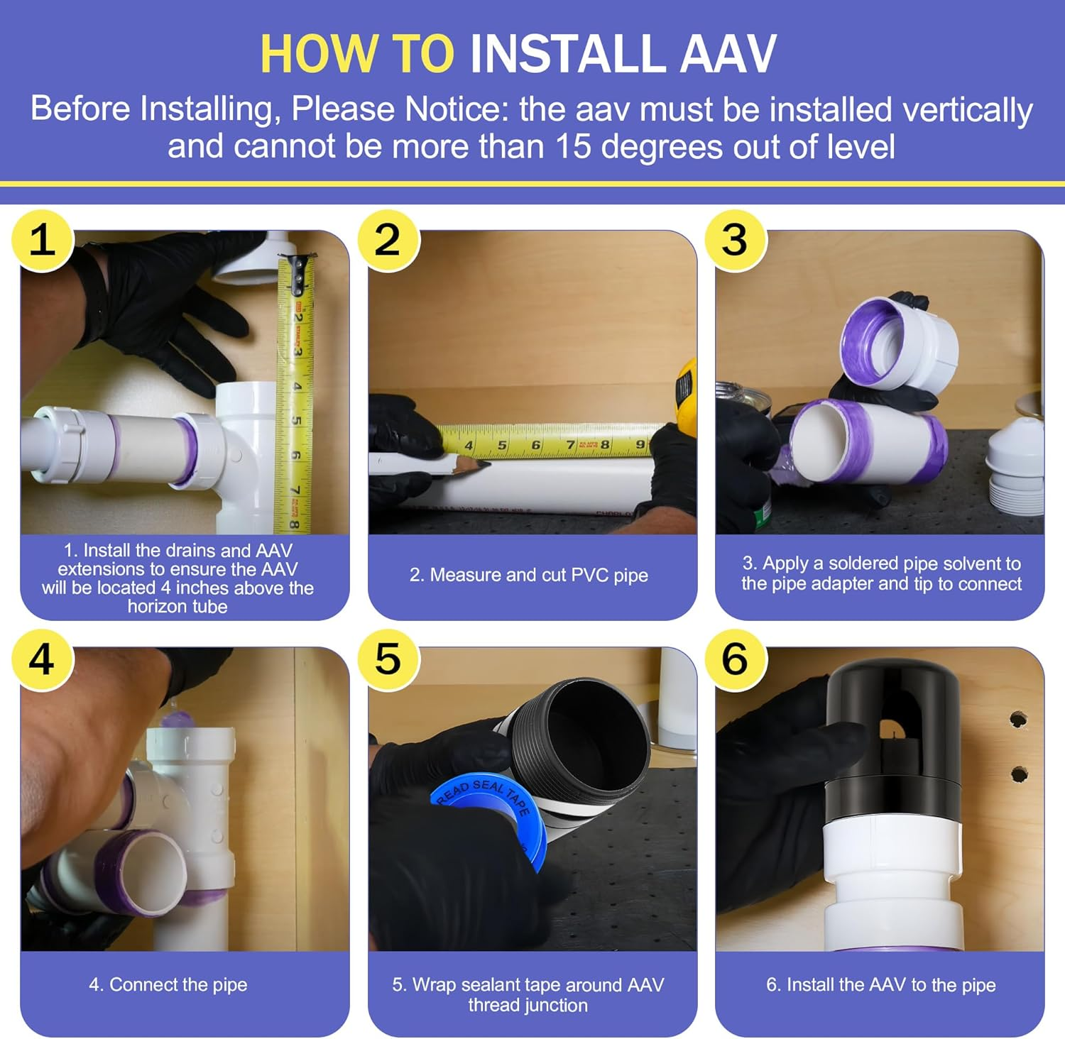 Enhon 2 Pcs 1-1/2 Inch NPT ABS in Line Vent, Diaphragm RV Air Admittance Valve for under Sink Vent with PTFE Thread Seal Tape, Drain Vent Valve, Easy to Install image number 2