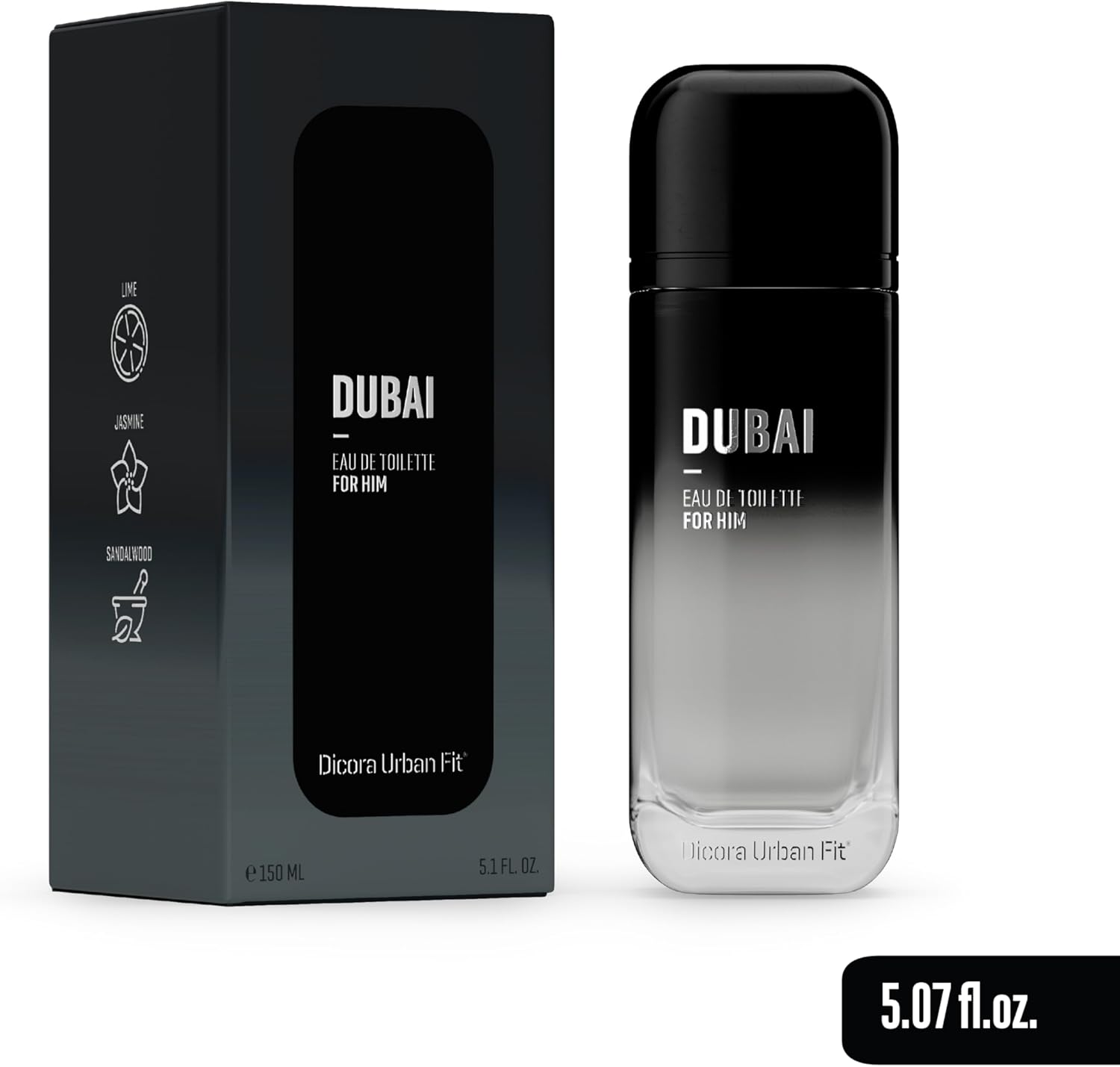 Dubai by Dicora Urban Fit - Cologne for Men - Top Notes of Lime and Grapefruit - Middle Notes of Mint and Jasmine - 5.07 Oz EDT Spray image number 3