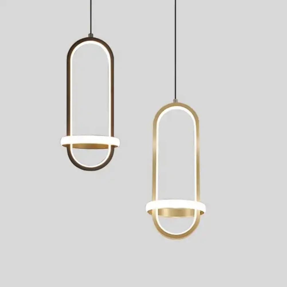 Modern Minimalist LED Pendant Light Chandelier Led 21W Hanging Linear Tube Light Gold Bedside Lamps for Bedroom Restaurant Living Room Kitchen Island Hanging Ceiling Lamp (Gold) image number 3