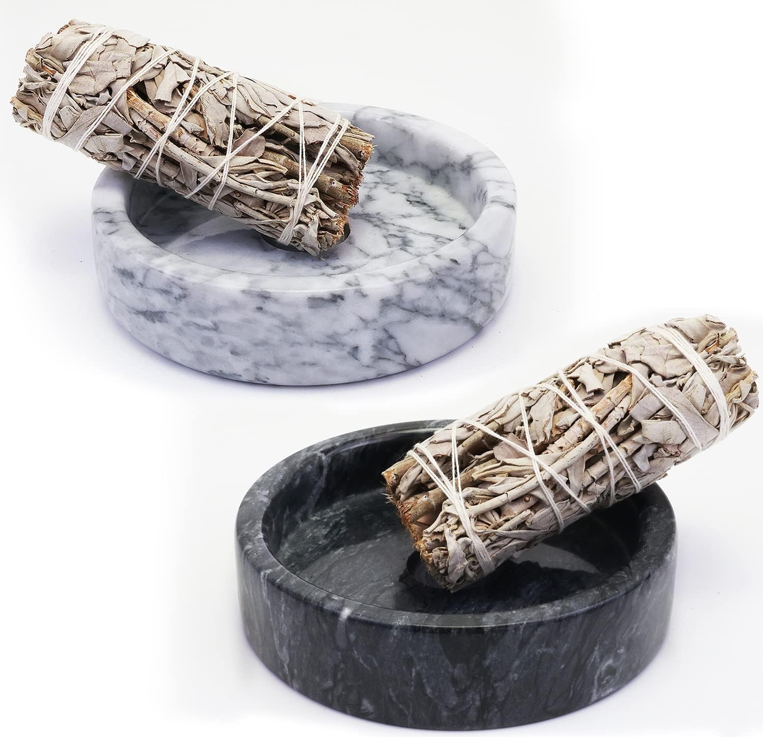 Natural Marble Palo Santo Holder,Incense Burner for Palo Santo Sticks, Handmade Stick Incense Holder Ideal for Smudging, Incense Burning, Decoration.Easily Grab All Incense Ash (Black) image number 1