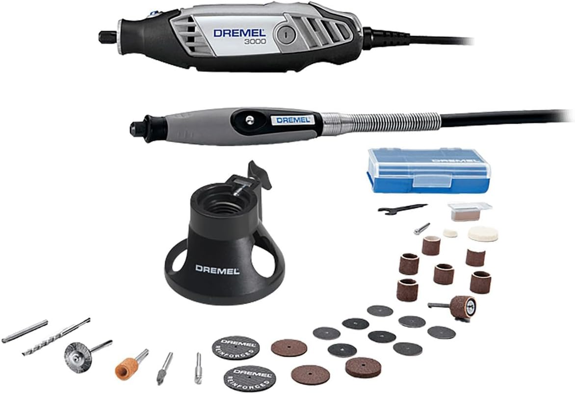 Dremel 3000 Rotary Tool 130W Multi Tool Kit (1 Attachment, 26 Accessories, Variable Speed 10,00033,000 RPM for Cutting, Carving, Sanding, Drilling, Polishing, Routing, Sharpening, Grinding) image number 4
