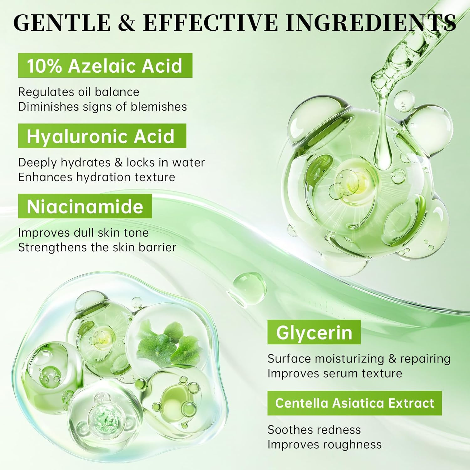 Azelaic Acid Face Serum, Azelaic Acid 10% Hyaluronic Acid Serum for anti Aging, Reduces Acne, Boosts Skin Fimness & Improves Skin Tone, Korean Skincare for All Skins, 30Ml image number 1