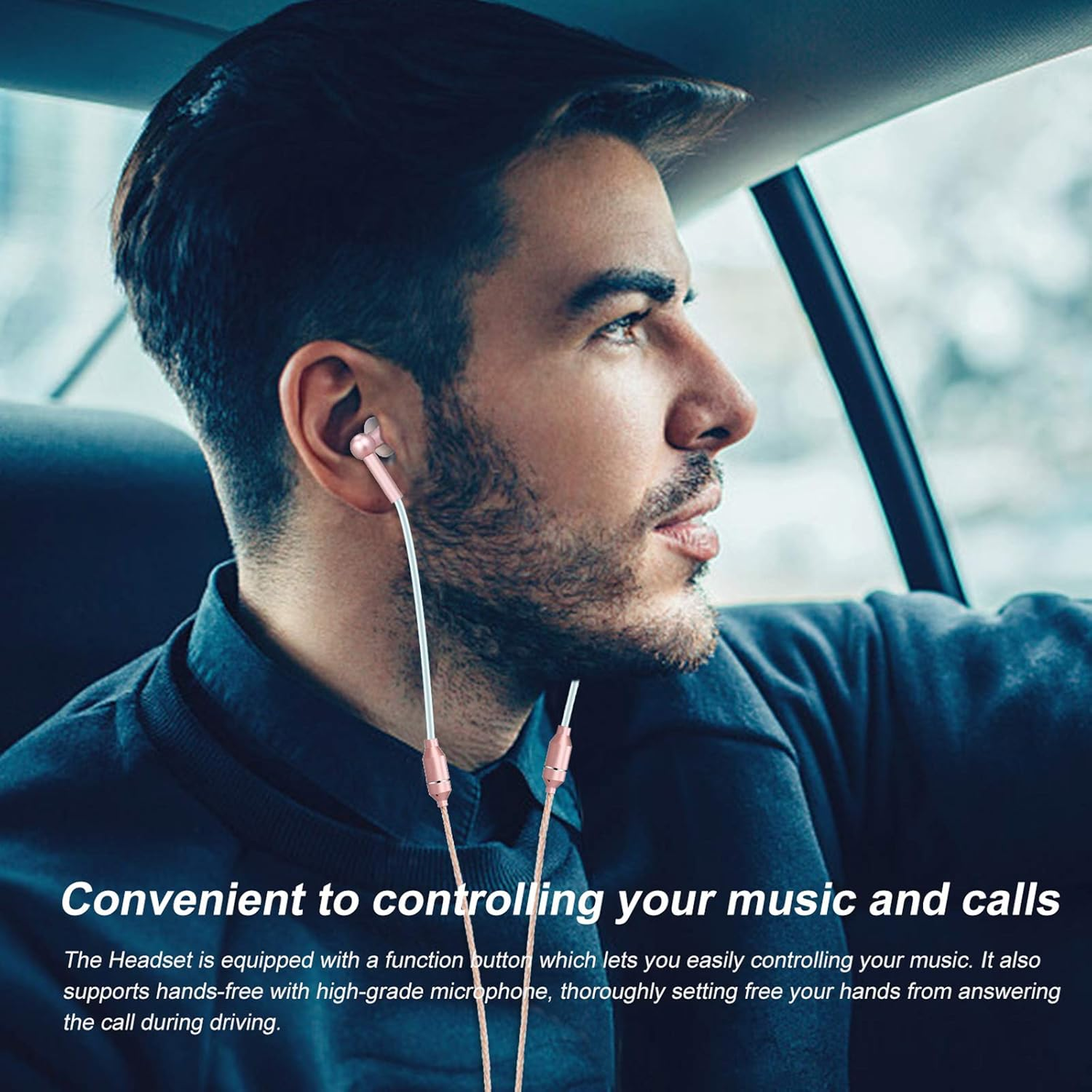 Headset, Eacam Air Tube Anti-Radiation In-Ear Headphones, 3.5Mm Wired Music Headset Radiation Free Earphone, Noise Reduction Line Control with Mic image number 3