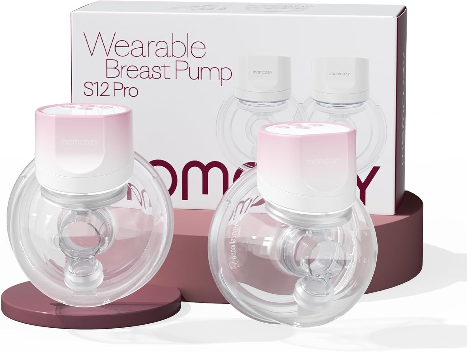 Momcozy Breast Pump Hands-Free S12 Pro, Wearable & Portable Pump with Soft Doublefit Flange 24Mm, 3 Modes & 9 Levels Electric Breast Pump Portable for Easy Pumping, Smart Display (PINK, 2 Count) image number 4