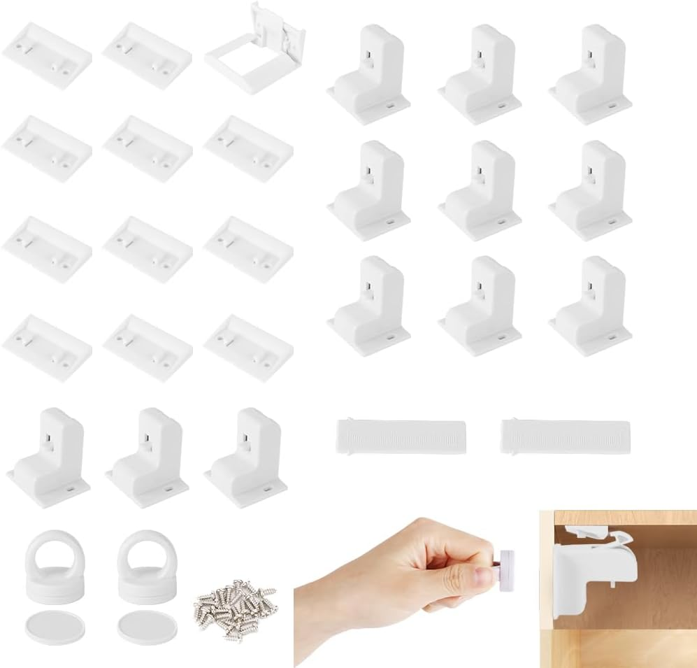 AUTOWT 12 Pack Magnetic Cabinet Locks for Kids - Child Safety Latches - Baby Proofing Cabinets and Drawer Locks for Kitchen Cupboard with 3M Adhesive - Easy Installation No Drilling & No Tools Required image number 5