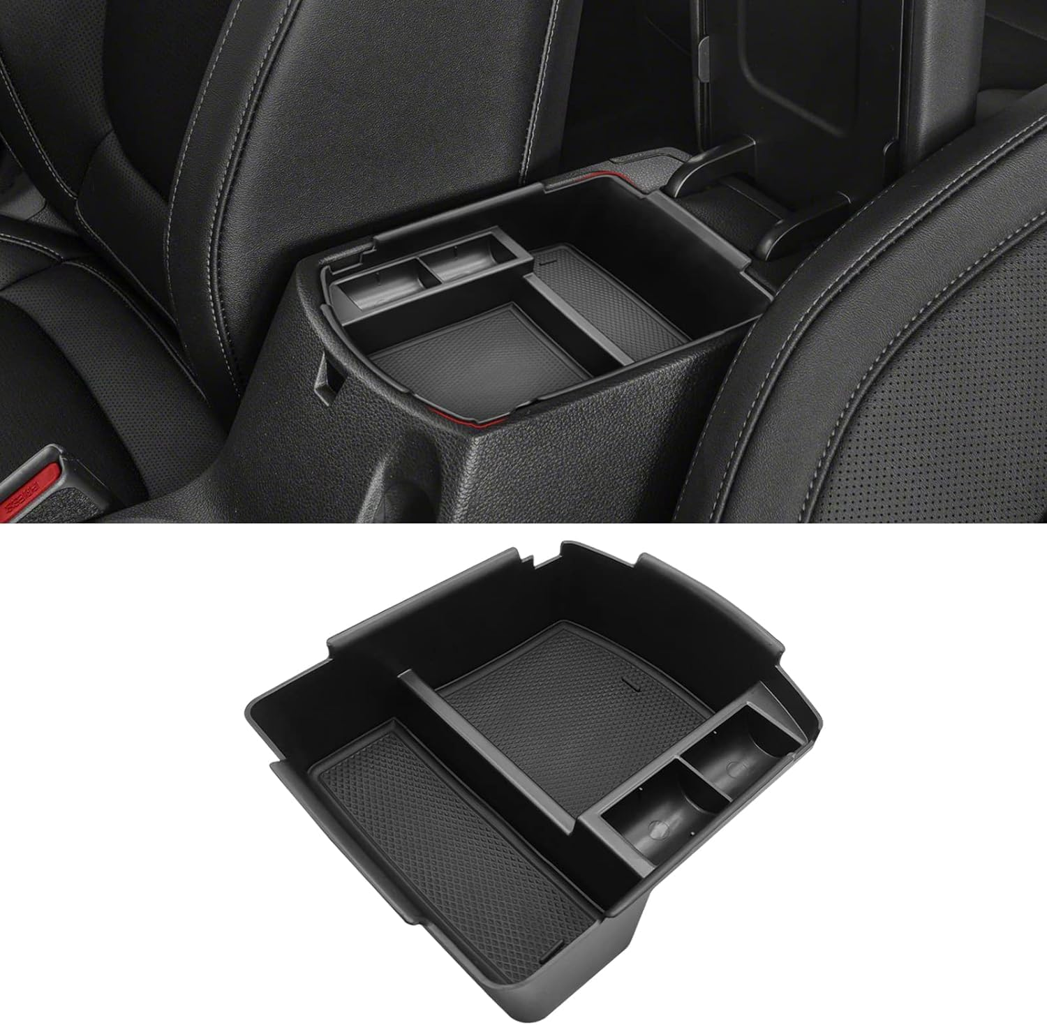 Center Console Organizer Tray Fit for 2020 2021 2022 2023 2024 Kia Seltos Insert Tray Armrest Box Secondary Storage Box Coin and Sunglasses Holder, ABS Materials image number 4