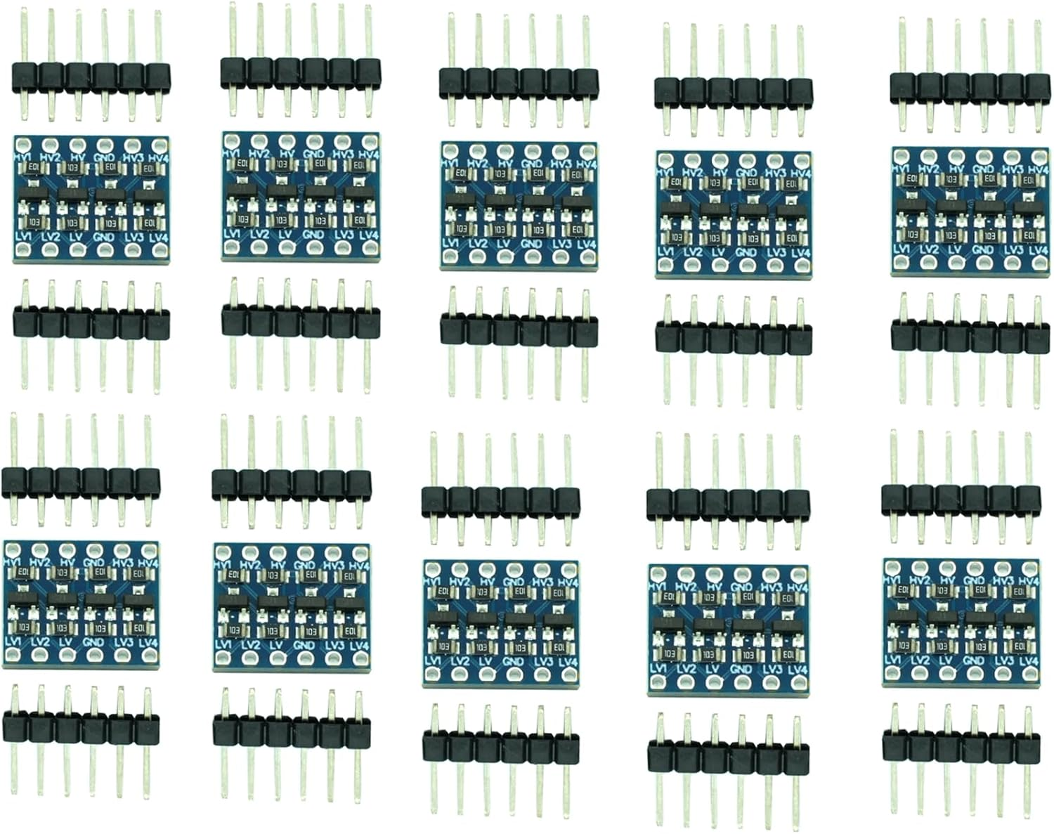 DIGISHUO 10Pcs 4 Channels IIC I2C Logic Level Converter Bi-Directional 3.3V-5V Shifter Module for Arduino (Pack of 10) image number 2