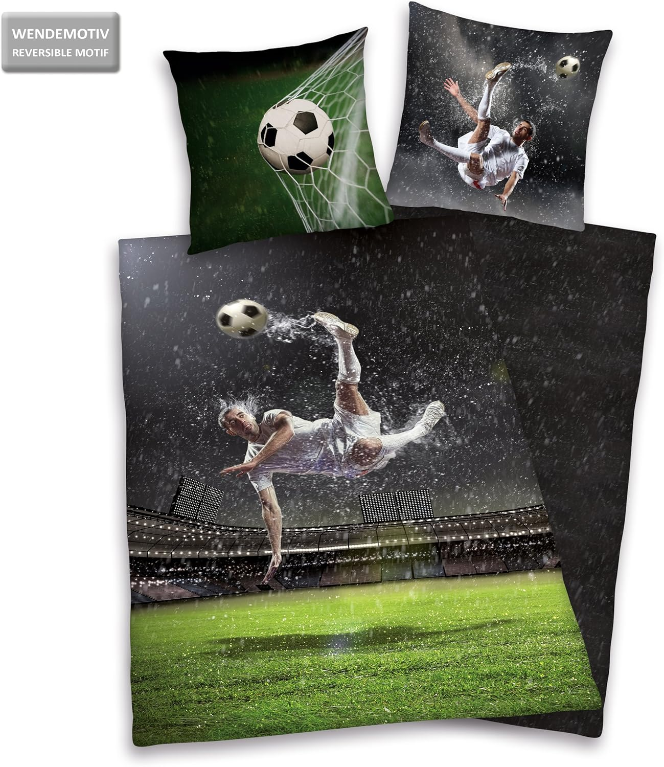 Herding Young Collection Bed Linen Set Football Reversible Duvet Cover 160 X 210 Cm and Pillowcase 65 X 100 Cm Cotton Renforc&eacute; image number 1