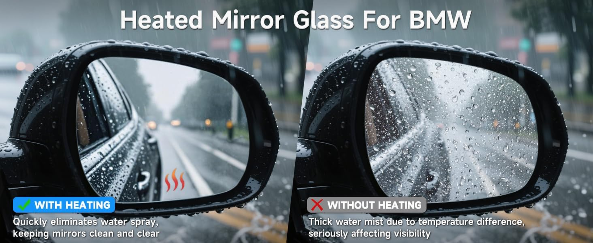 Areyourshop Right Heated Wing Side Mirror Glass Car Mirror Rear View Mirror Glass for BMW X6 E71 E72 2008-2014 for BMW X5 E70 E70 LCI 2007-2013 image number 2