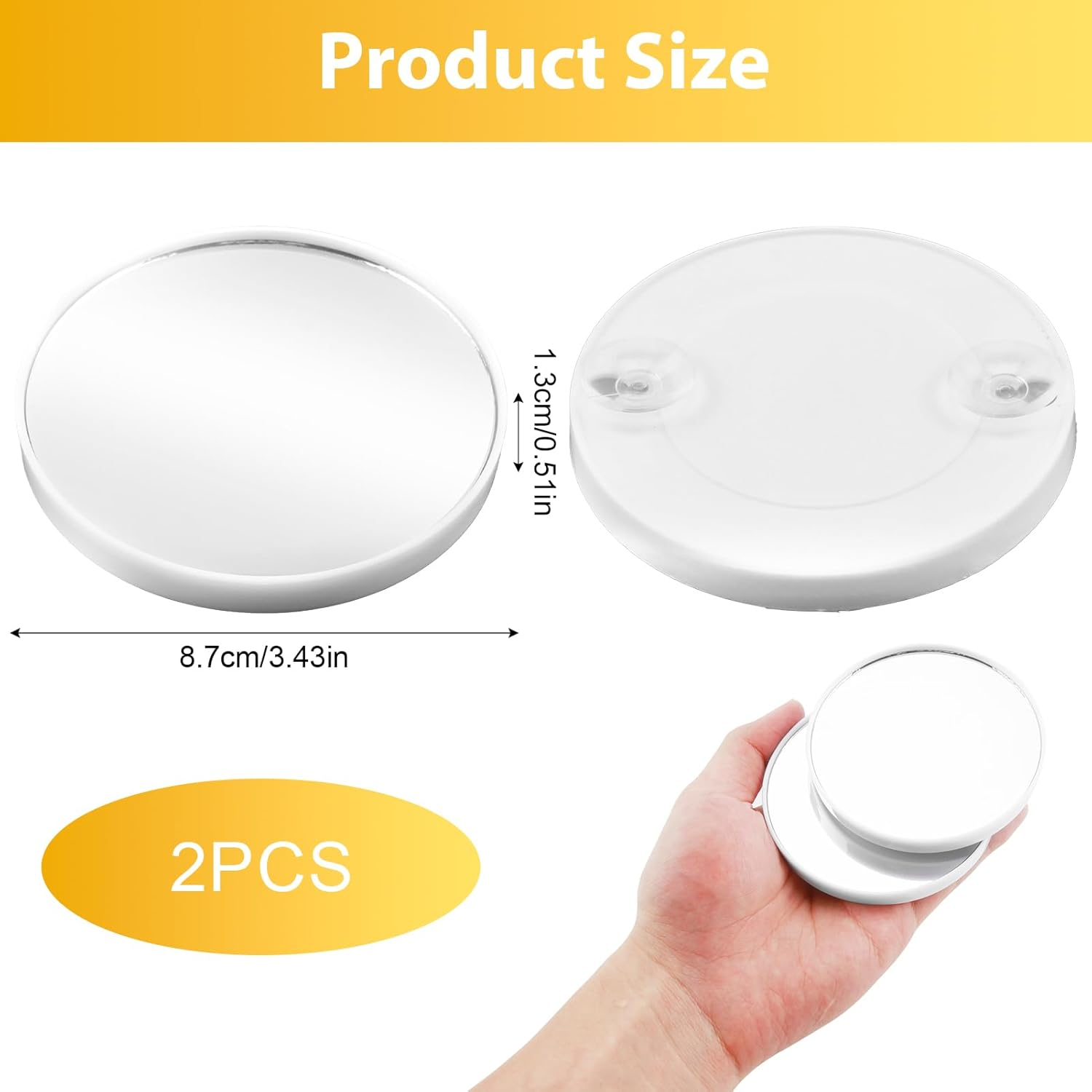 Magnifying Mirror with Suction Cup, Pack of 2 Cosmetic Mirrors with Double Suction Cup in 5X 10X Magnification Magnifying Mirror for Gluing for Bathroom Dressing Table Shaving and Fine Work White image number 4