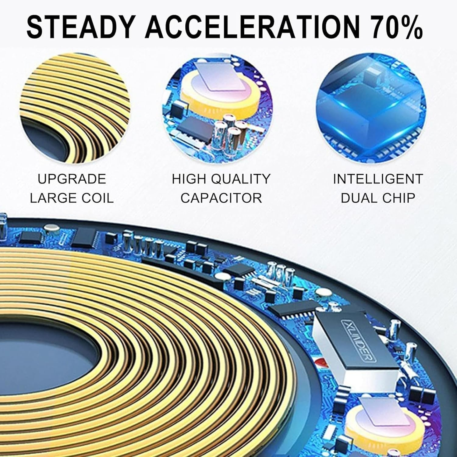 Carroll Fashion Phone Holder, Carollfashion Smart Car Wireless Charger Phone Holder, Carollfashion Cellphone Holder Charger, Smart Wireless Auto-Sensing Car Phone Holder Charger (Color : Blue) - Blue image number 2