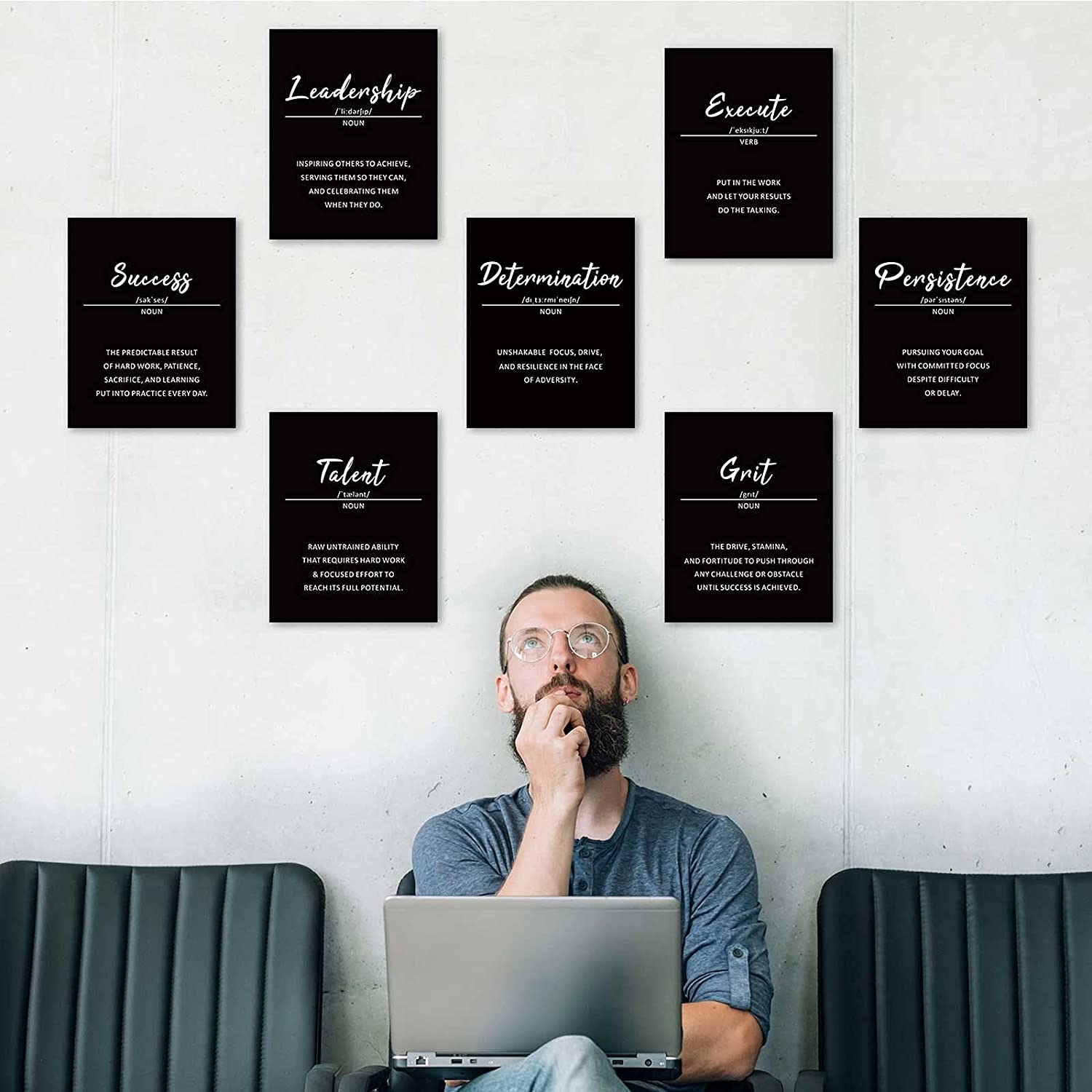 9 Pieces Inspirational Phrases Wall Art Prints Motivational Sayings Quote Poster Positive Print Decoration for Teens Adults Living Room Office Classroom College Decor, Unframed, 8 X 10 Inch (Black) image number 5