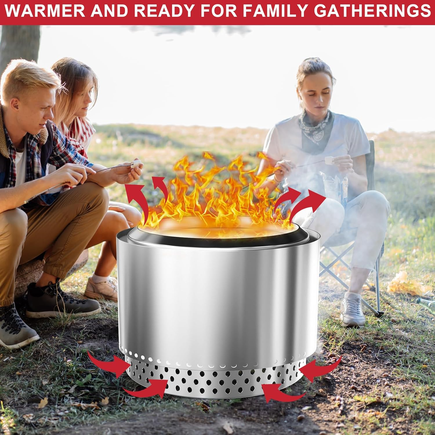 Fire Pit Stand for Solo Stove Bonfire, 19.5" Stainless Steel Firepits Base Accessories for Solo Stove Bonfire 2.0&1.0/Other 19.5" outside Camping Fireplace Stand image number 3