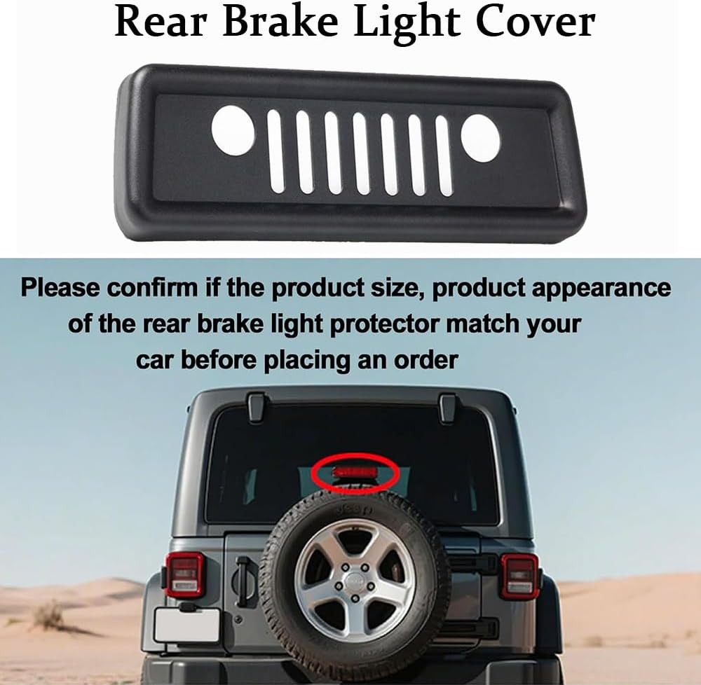 Rear Brake Light Cover, ABS Rear High-Mount Grille Light Protector Trim, Compatible for Jeep Wrangler JK 2007-2017,Automobile Accessories(Black)