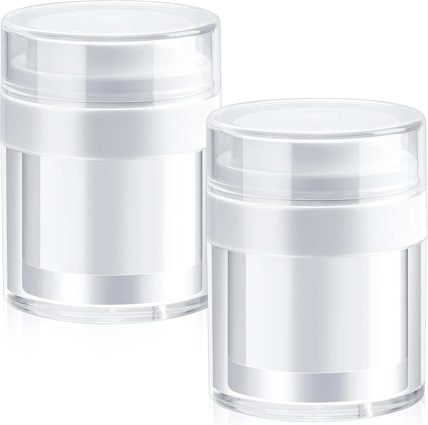 Airless Pump Dispensing Jar, 2 Pack 50Ml Refillable Cosmetic Cream Container, Airless Pumps Jars Empty Acrylic Cream Container, Empty Refillable Cosmetic Air Pump Jars image number 6