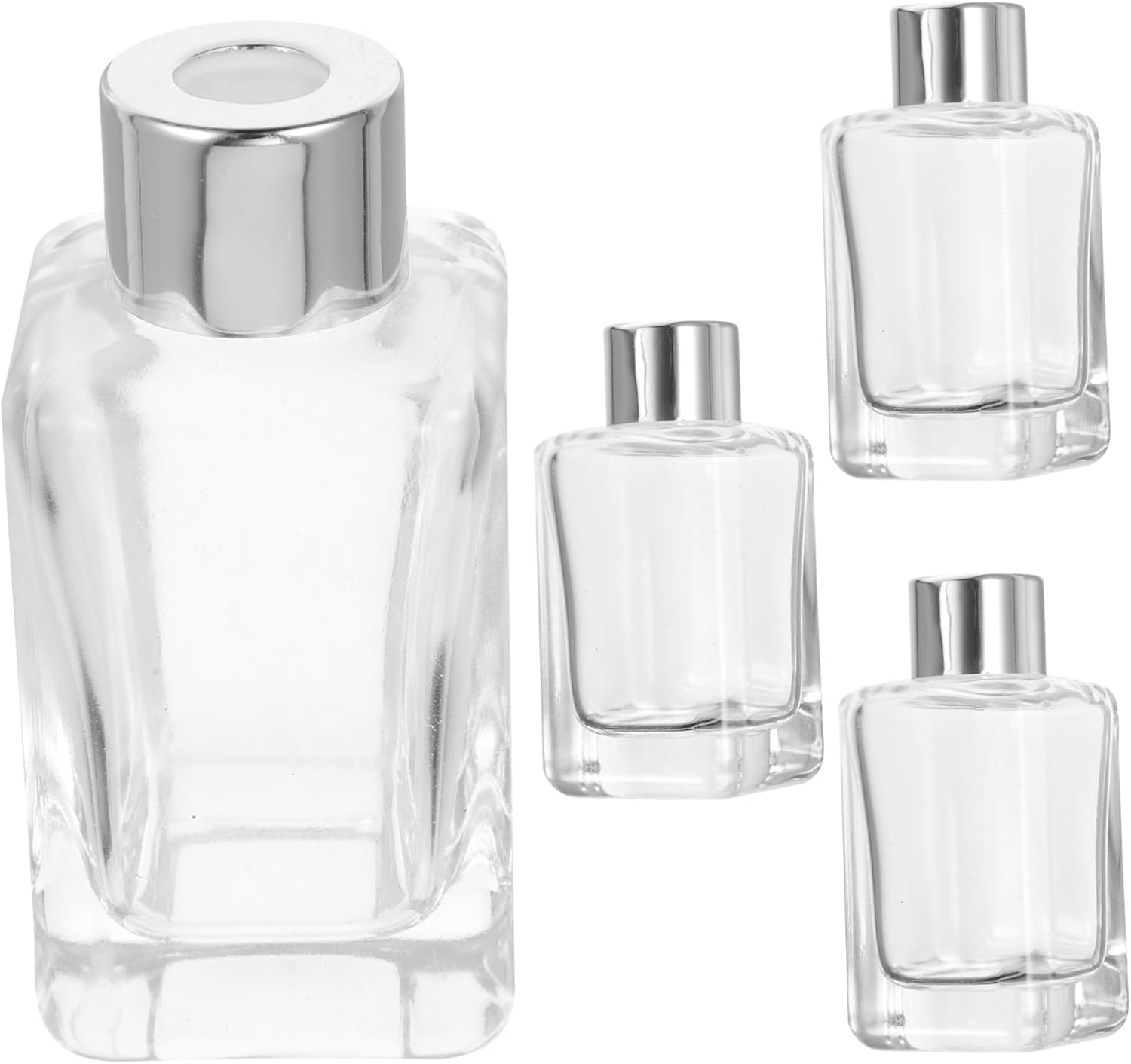 STOBAZA 4Pcs Glass Perfume Bottle for Essential Oils Home Car Aromatherapy Perfume Container Silver Cap for Diffuser Home and Reed Diffuser Bottle Use image number 6