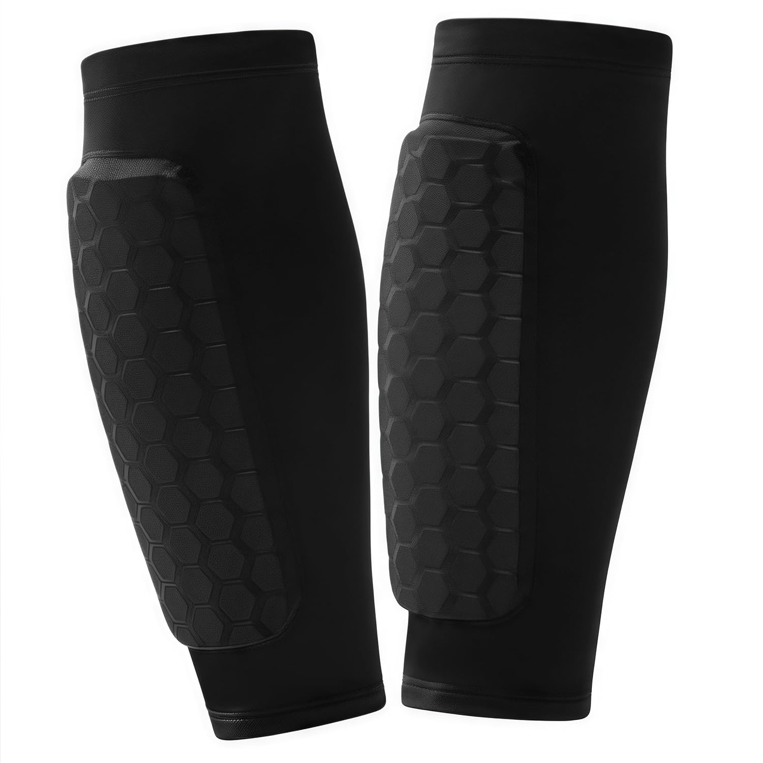 Football Shin Pads,1 Pair Soccer Shin Guards Sleeves,Breathable,30Cm Lightweights Protective Sleeve for Calf Compression Sleeve with Honeycomb Pads(Black) image number 2