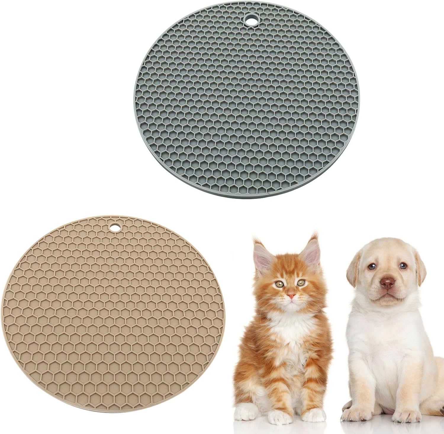 Bowl Mat for Dogs, Cats, Licking Mat, Mat for Cat Bowl, Non-Slip Mat for Dog Bowl or Cat Bowl, Premium Lick Mat Dog with Suction Cup, Dog Bowl Mat, Pack of 2 image number 2