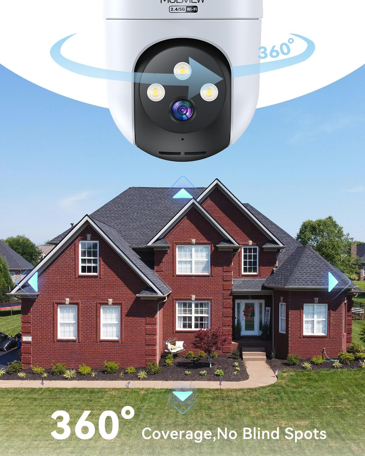 MUBVIEW 360&deg; Camera Surveillance Exterieur, Wired Outdoor Security Camera,5G/2.4G Wifi Home Security Cam with AI Detection, IP66 Surveillance Cameras Outdoor,2K Night Vision, Local & Cloud Storage image number 4