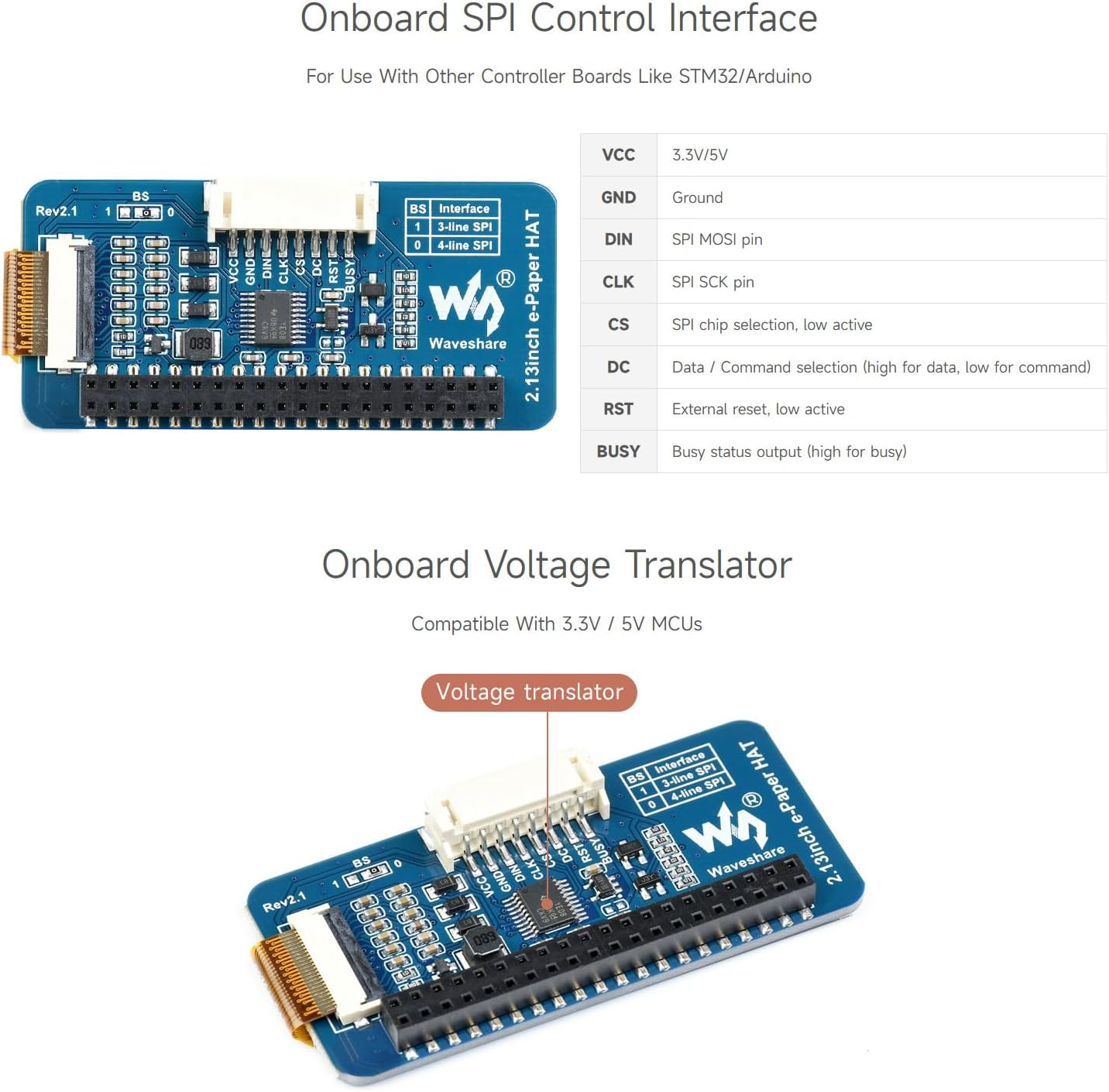Waveshare 2.13 Inch E-Paper Display HAT E-Ink Screen V4 Version, LCD Module SPI Interface with Embedded Controller for Raspberry Pi 2B 3B Zero Zero W image number 6
