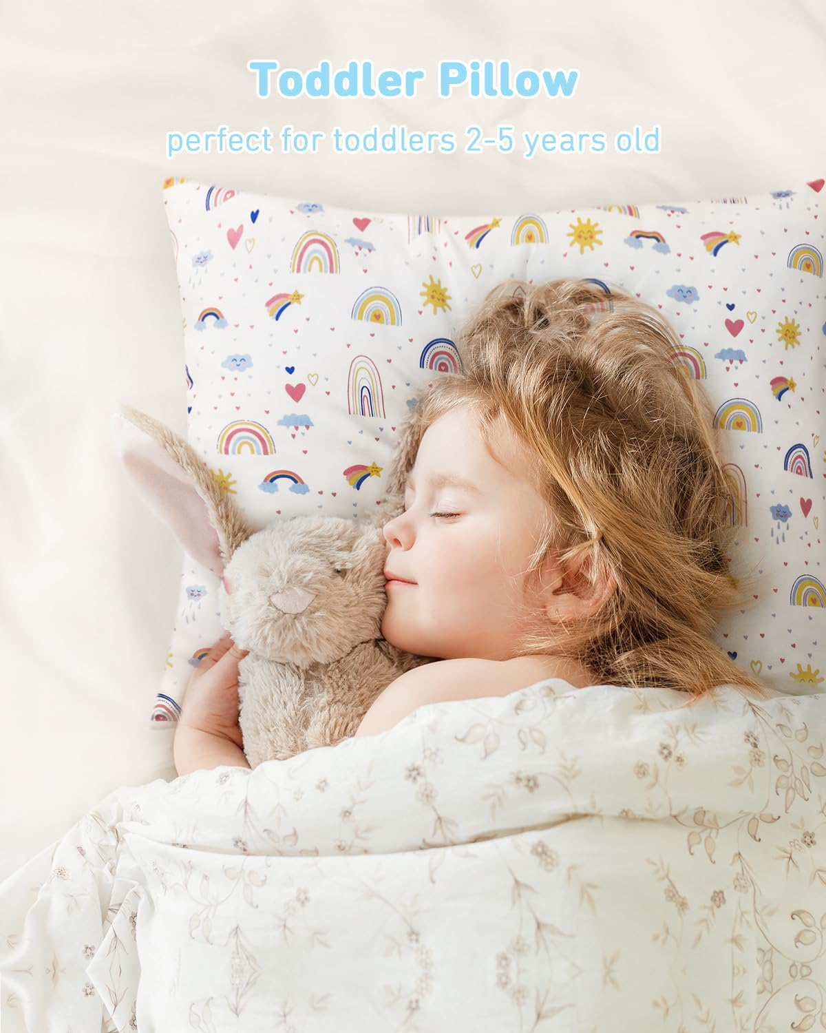 Babebay Toddler Pillow,13X18 Soft Toddler Pillows for Sleeping, Machine Washable Kids Pillow with Cotton Pillowcase, Perfect for Travel, Toddlers Cot image number 4