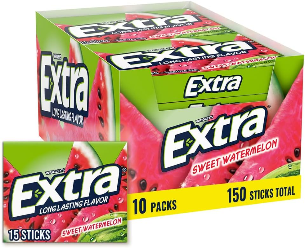 Extra Sweet Watermelon Sugarfree Gum (Pack of 10) image number 6