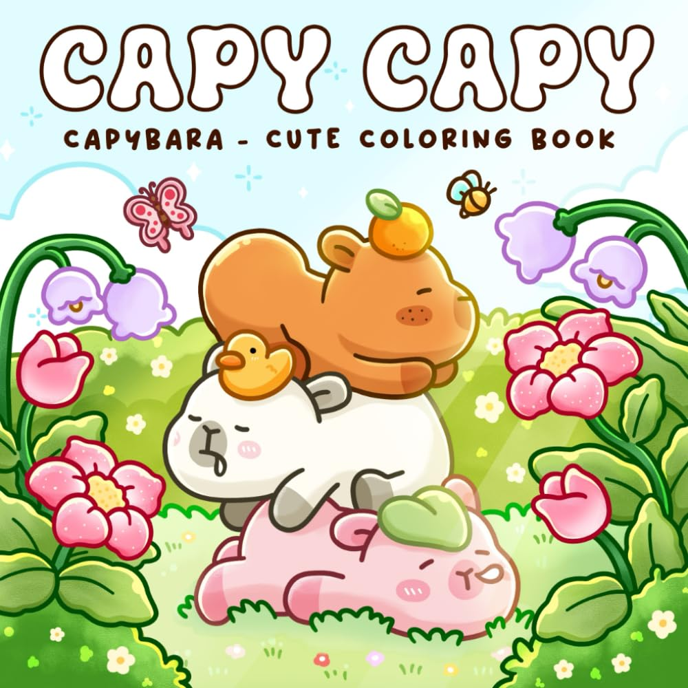 Capy Capy: Coloring Book for Adults Featuring Cute Capybara and Adorable Buddies in Funny and Cozy Moments for Relaxation and Stress Free image number 1