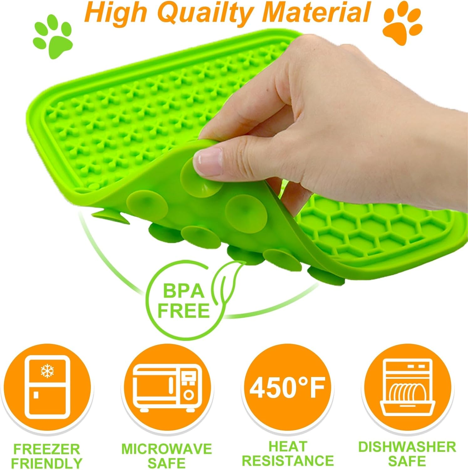 KIKNIN Licking Mats for Dogs and Cats 2PCS, 7.9 * 7.9Premium Lick Pad with Suction Cups for Dog Anxiety Relief, Dog Cat Peanut Butter Lick Pads for Boredom Reducer, Dog Food Mat for Bathing Grooming