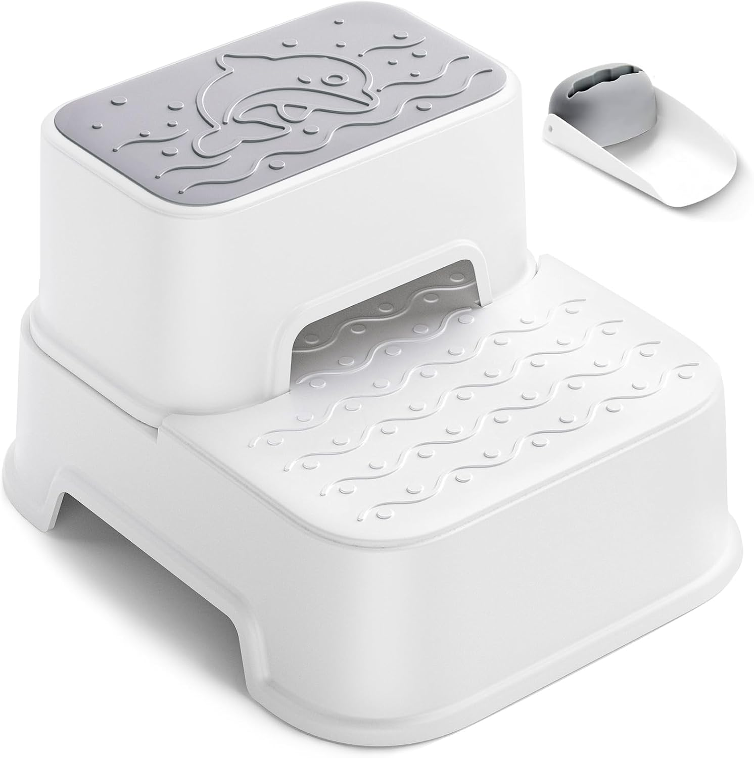 Mangohood Step Stools for Kids - Double up Toddlers Stool Multifunctional Toilet Stepping Stool for Kids Anti-Slip Step Stool for Bathroom Sink, Potty Training, Kitchen (White-1Pack) image number 3