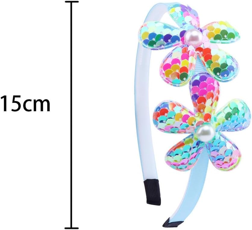 Yellow Flower Headband,Spring Summer Hairband for Women,Yellow Glitter Floral Hair Hoop,Non-Slip Headpiece Hair Accessories for Birthday (Yellow, One Size) image number 5