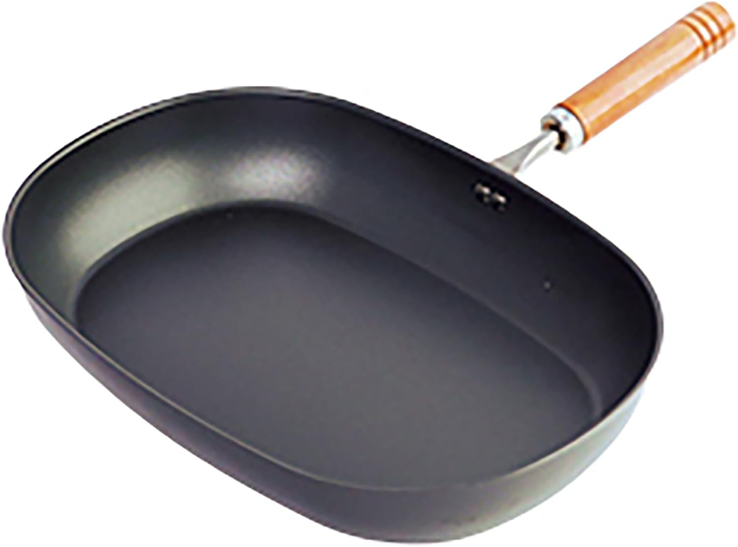 Sugiyama Metal KS-3043 Oval Frying Pan, Compatible with Induction and Gas Fires, Iron, Made in Japan, Artisan Flavor, Nano Embossing, Light Weight Even Though Iron Works with Oil image number 2
