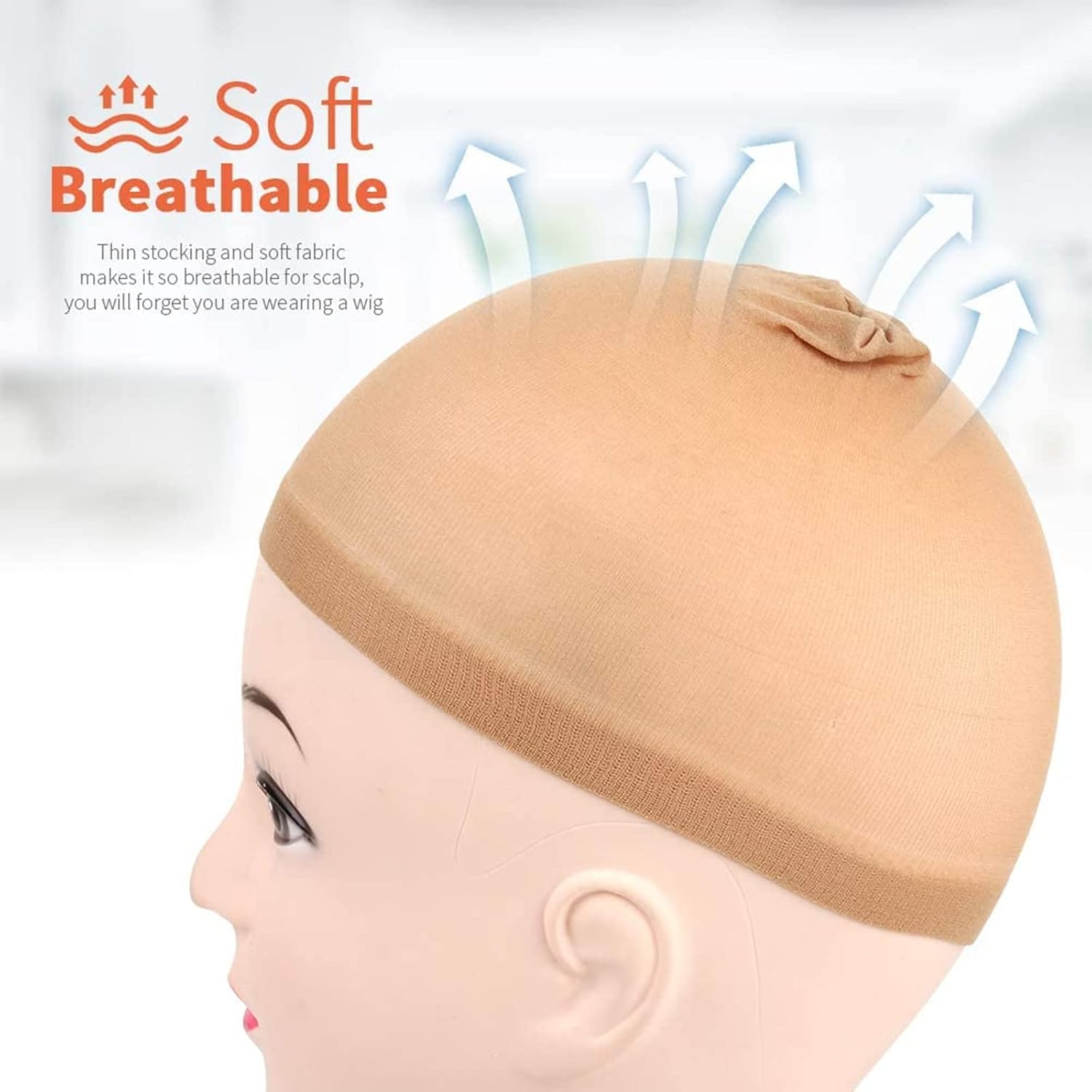 TAVVKE Wig Caps for Women - Nylon Wig Caps for Lace Front Wig Stocking Caps for Wigs Nude Wig Cap 20 Pcs (Light Brown) - Light Brown image number 5