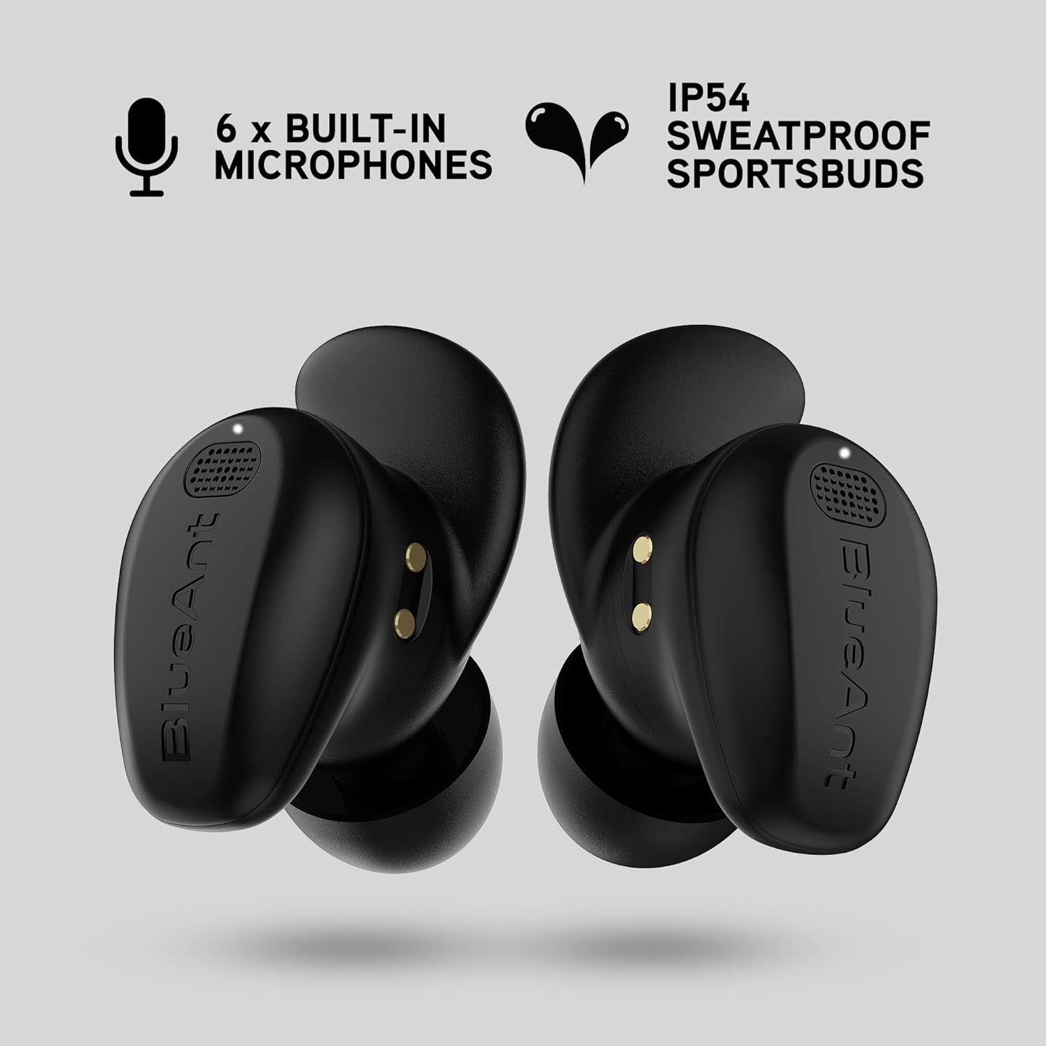 Blueant Pump Air Epic True Wireless Earbuds, Active Noise Cancelling with Transparency, 40Hr Battery with Charging Case, IP54 Sweatproof, 6 Mic Clear Calls, Rapid Charging, Black image number 6