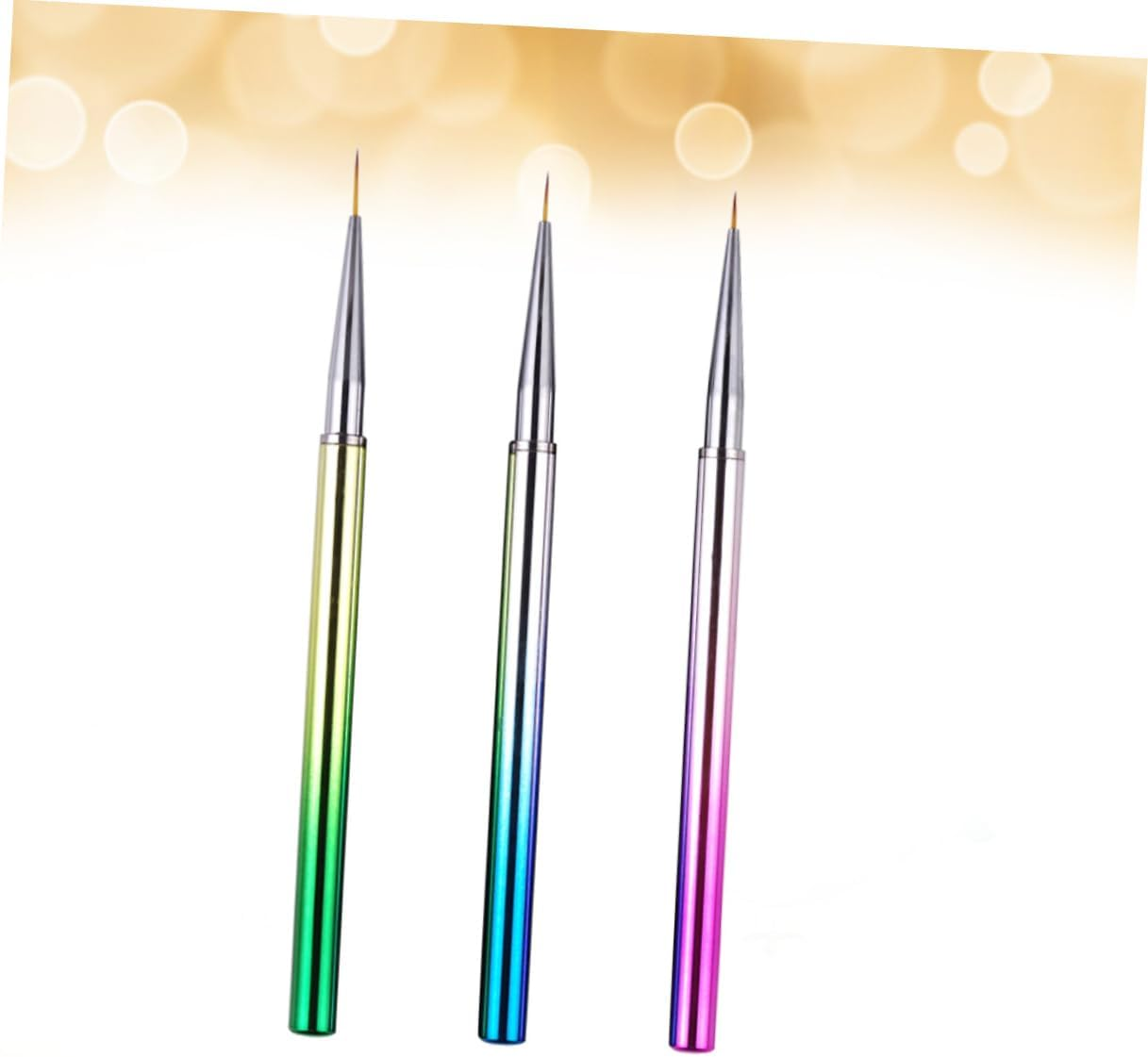 Baluue 3Pcs Ultra Thin Nail Art Painting Brush Detail Paint Brush for Nail Designs Flowers and Patterns Manicure Tool for Precision Art