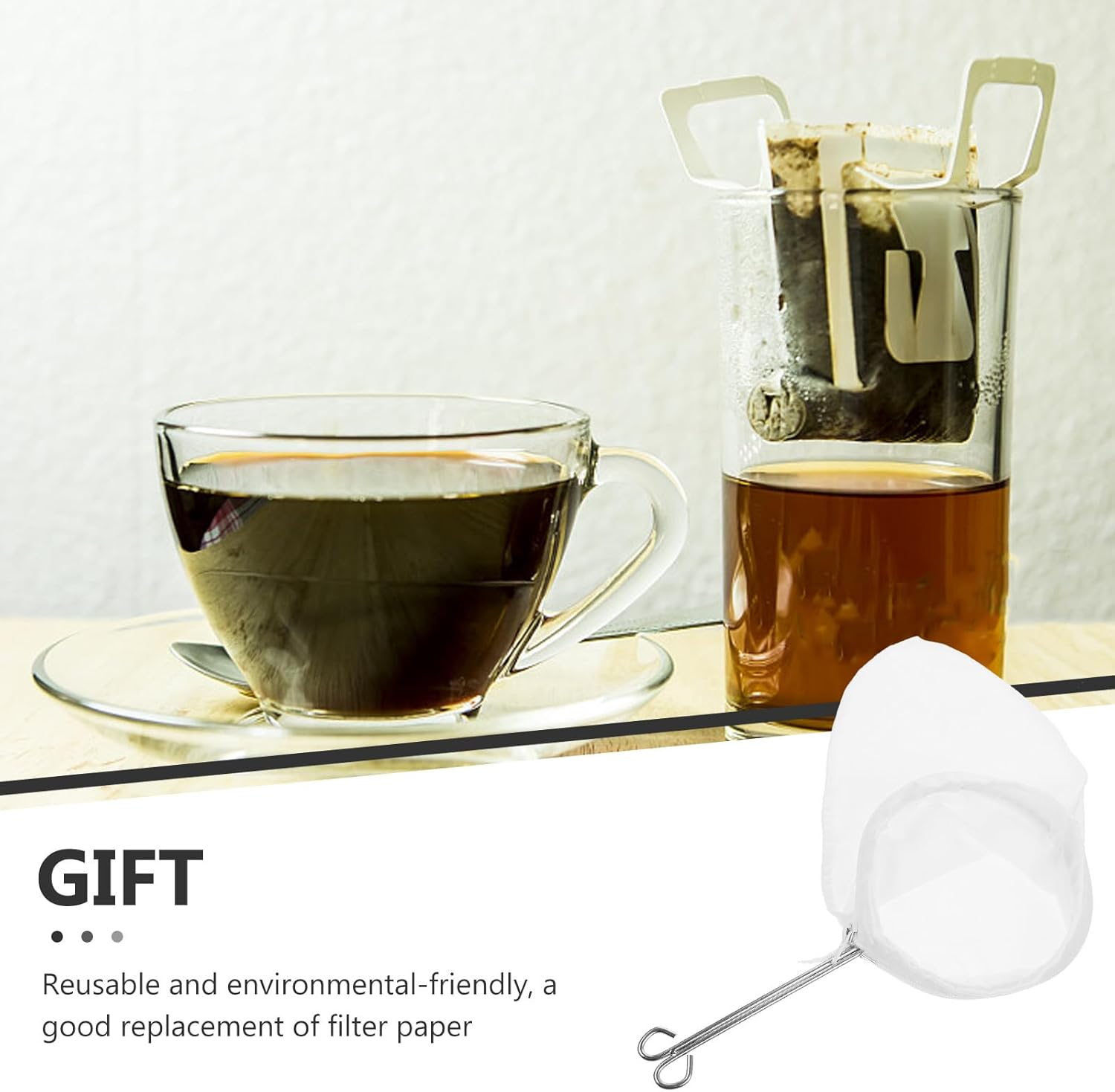 Jojofuny 13Cm Steel Ring Tea Filter Bag with Fine Mesh Tea Strainer Pouch and Coffee Brewing and Espresso image number 2