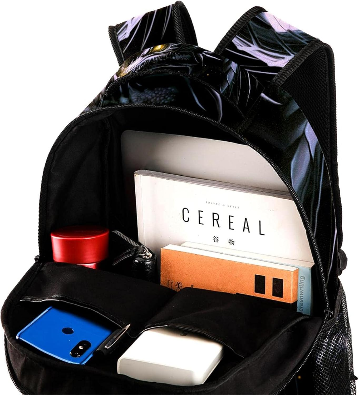 Black Dragon Head on the Black Background Backpack Students Shoulder Bags Travel Bag College School Tote Backpacks image number 2