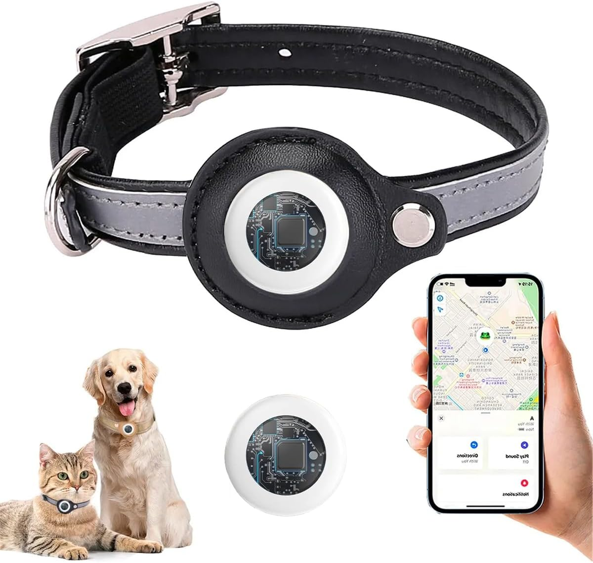 Airtag Dog Collar &ndash; Reflective Waterproof GPS Pet Collar for Dogs & Cats, Adjustable & Durable with Built-In Airtag Holder &ndash; Anti-Lost Tracking Compatible with Apple Airtag (Dog Small) image number 1