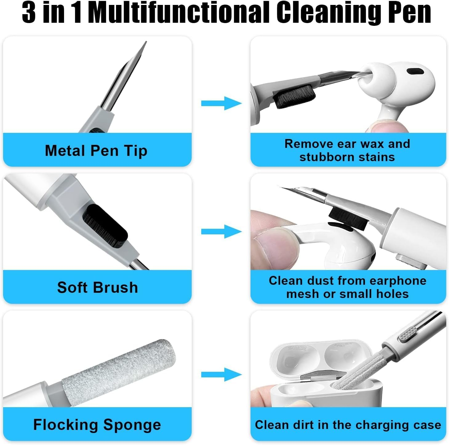 4 Pair Replacement Ear Tips for 2025 Airpods Pro 3 with 2 Pieces 3 In1 Cleaning Pen, White Silicone Ear Tips with Portable Storage Box (White 4Pairs-M) image number 1