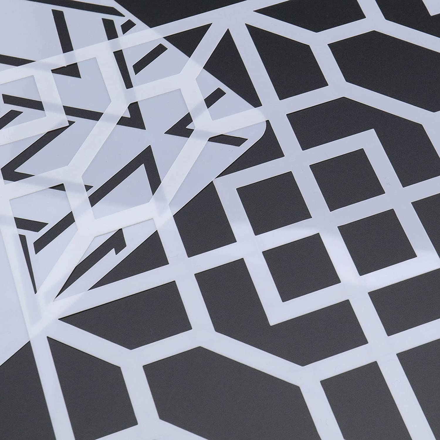 Emsea 16PCS Geometric Stencils Painting Templates Set for Scrapbooking Tile Furniture Wall Floor Decor Craft Drawing DIY Art Supplies 20X20Cm image number 1