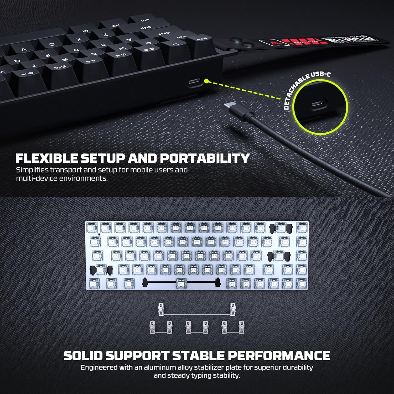 Fantech Atom HE68 Wired Magnetic Switch Mechanical Gaming Keyboard, Hotswap Hall Effect Keyboard 8K Hz Polling Rate for Pc/Windows/Mac OS - White