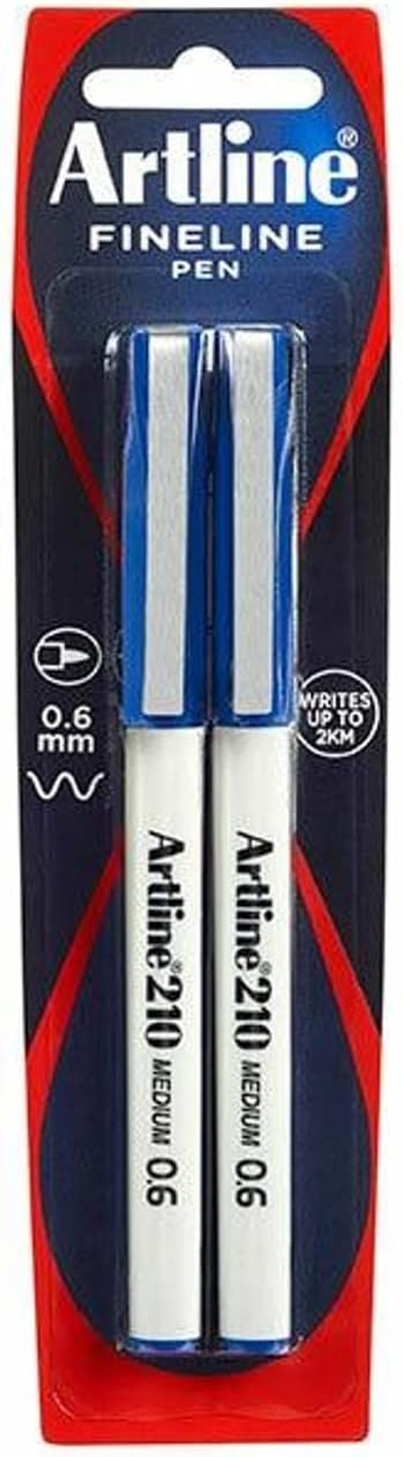 Artline 210 Fineliner Pen, 2 Pack, Blue image number 1